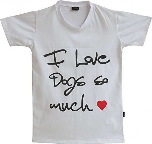 Doggy Dolly TH001 T-Shirt, I Love Dogs so Much, S, weiß von Doggy Dolly