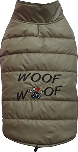 DOGGYDOLLY W379 Hundemantel/Hundejacke WOOFWOOF Cappuccino (L- Brust 46-48 cm Rücken 31-33 cm) von DOGGYDOLLY