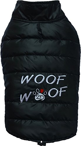 DOGGYDOLLY W381 Hundemantel/Hundejacke WOOFWOOF schwarz (XXL- Brust 56-58 cm Rücken 36-38 cm) von DOGGYDOLLY