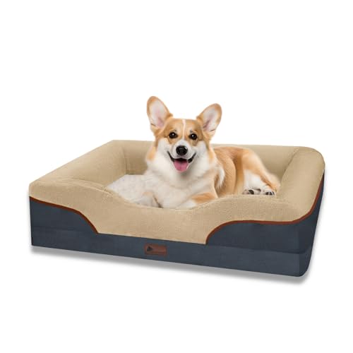 Doggyhut Orthopädisches Hundebett Ergonomisches Hundesofa Hundecouch mit Memory matratze für Größen alle Rassen, waschbar rutschfest Hundebetten (M:83x61x19 cm) von Doggyhut