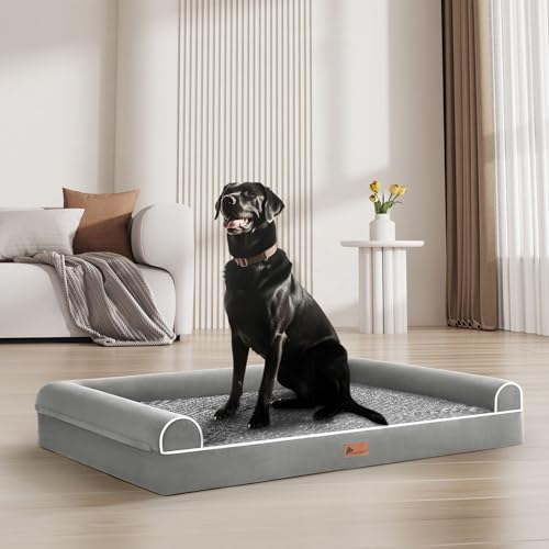 Doggyhut Orthopädisches Hundebett Ergonomisches Hundesofa Hundecouch mit Noppenschaumstoff Memory Matratze für Größen Aller Rassen, waschbar rutschfest (Grau, XL:106x76cm) von Doggyhut