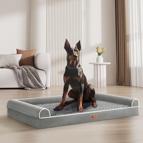 Doggyhut Orthopädisches Hundebett Ergonomisches Hundesofa Hundecouch mit Noppenschaumstoff Memory Matratze für Größen Aller Rassen, waschbar rutschfest (Grau, XXL:127x91cm) von Doggyhut