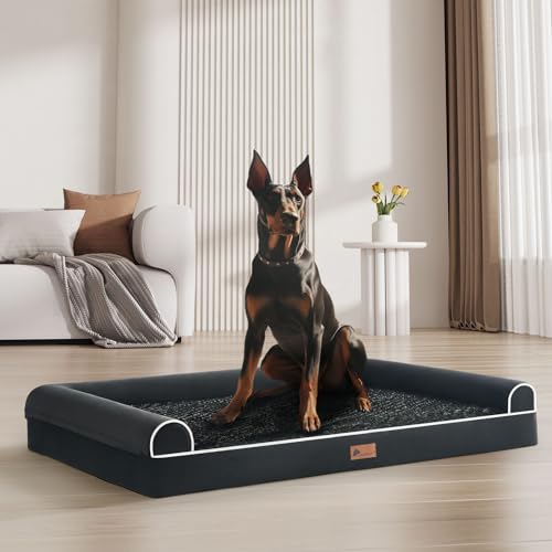 Doggyhut Orthopädisches Hundebett Ergonomisches Hundesofa Hundecouch mit Noppenschaumstoff Memory Matratze für Größen Aller Rassen, waschbar rutschfest (Schwarz, XXL:127x91cm) von Doggyhut