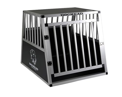 DOGHEAD Hundetransportbox Hundebox Alu Reisebox Transportbox, 65 x 80 x 63 cm, Ecoline, schwarz/Silber DOGHEAD Hundetransportbox Hundebox Alu Reisebox Transportbox, 65 x 80 x 63 cm, Ecoline, schwarz/Silber von Doghead