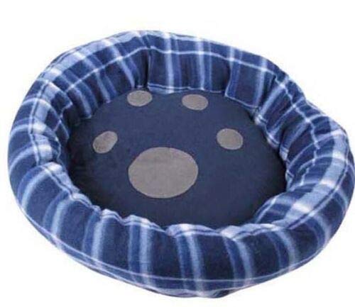 Hundebett, rund, Plüsch, 55 cm, Schottenmuster, Grau / Blau / Braun / Schwarz von Dogi