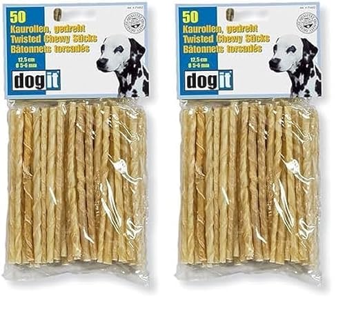 Dogit Hundesnack, Kaurollen für Hunde, gedreht, aus Rinderhaut, 12.5cm, 100er Pack von Dogit