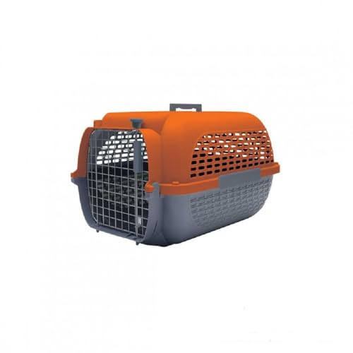 dogit Catit Voyaguer Transportbox für Haustiere, Größe M, 56 x 37 x 30 cm, Grau/Orange von Dogit