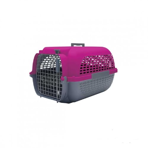 dogit Catit Voyaguer Transportbox für Haustiere, Größe S, 48 x 32 x 28 cm, Grau/Fuchsia von Dogit