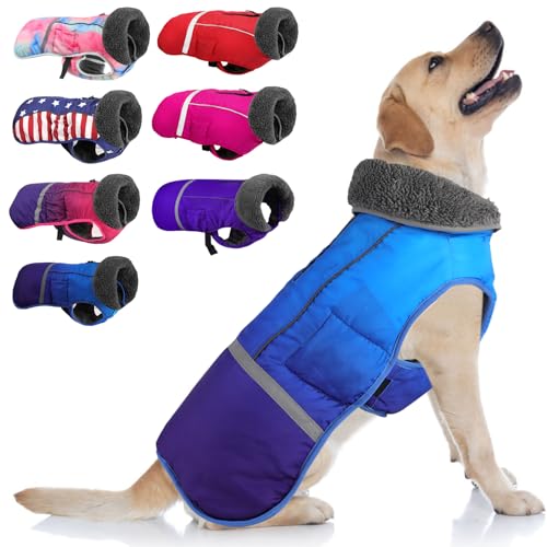 Doglay Hundemantel, wasserdichte Hundejacke, Wintermantel für kaltes Wetter mit dickem Pelzkragen, reflektierende Hunde-Winterjacke, warmes Fleecefutter, Hunde-Schneemantel für kleine, mittelgroße und von Doglay