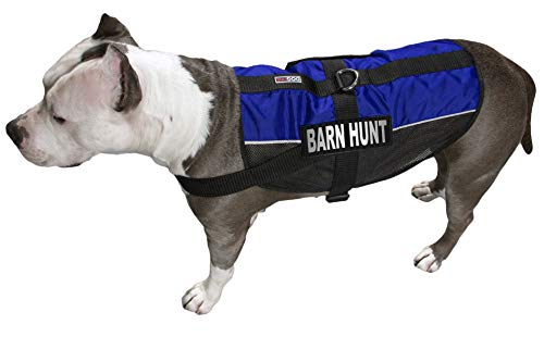 Dogline 17"-21" MaxAire Multi-Purpose Mesh Vest for Dogs and 2 Removable BARN Hunt Patches, Medium, Blue von Dogline