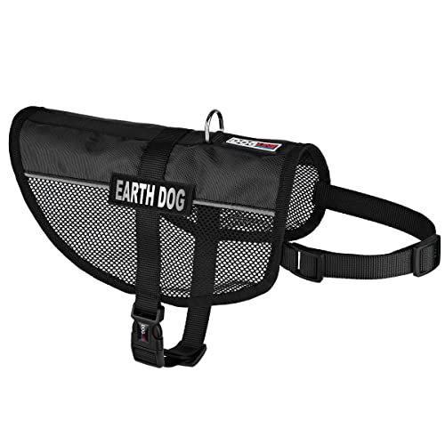 Dogline 22"-29" MaxAire Mesh Vest for Dogs and 2 Removable Earth Dog Patches, Large, Black von Dogline