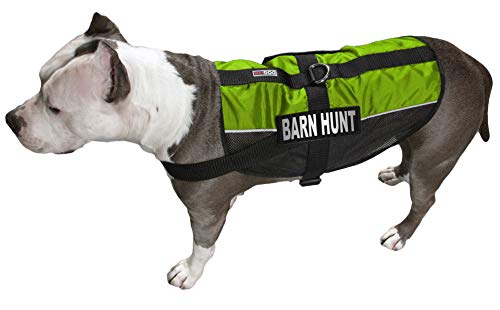 Dogline 22"-29" MaxAire Multi-Purpose Mesh Vest for Dogs and 2 Removable BARN Hunt Patches, Large, Green von Dogline