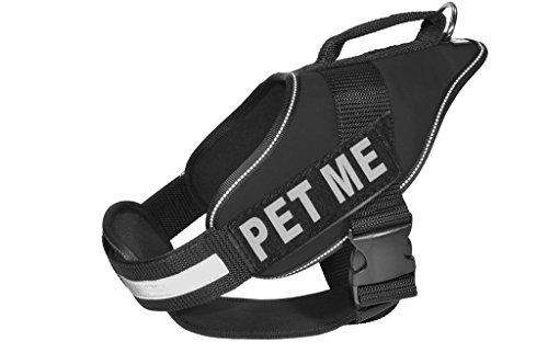 Dogline Alpha Nylon Service Vest Harness with Pet Me Velcro Patches, X-Large, Black von Dogline