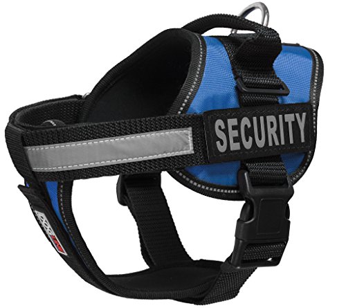Dogline Hundegeschirr mit 2 abnehmbaren Sicherheits-Patches, Größe L / 71,1 cm bis 96,5 cm, Blau von Dogline