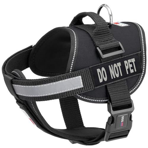 Dogline Hundegeschirr und 2 abnehmbare „Do Not Pet Flicken“, Größe L / 71,1 cm bis 96,5 cm, Schwarz von Dogline