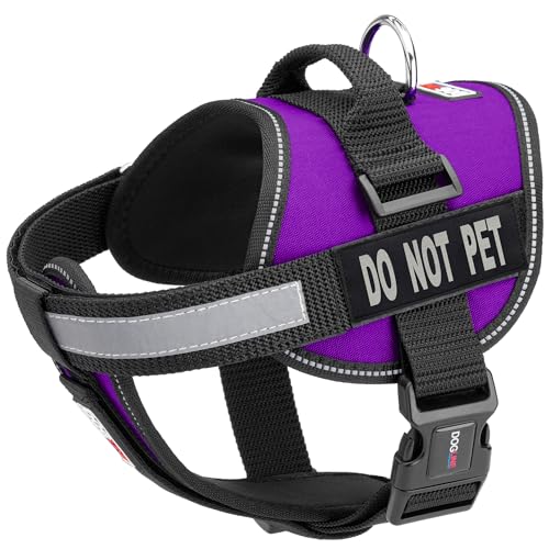 Dogline Hundegeschirr und 2 abnehmbare Flicken „Do Not Pet Flicken“, Größe M / 55,9 cm bis 76,2 cm, Violett von Dogline