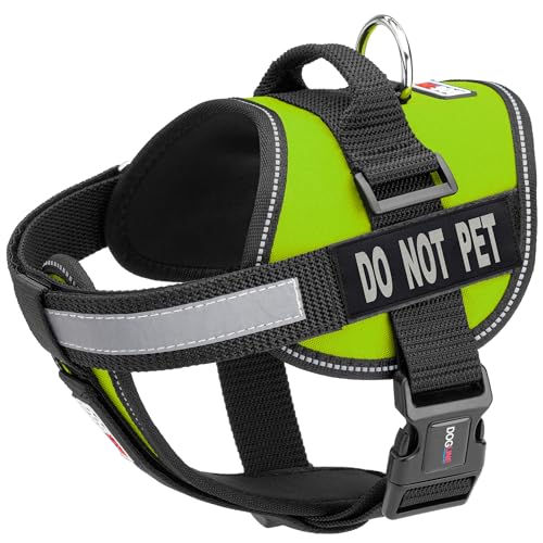 Dogline Hundegeschirr und 2 abnehmbare Flicken mit Aufschrift Do Not Pet, Größe M / 55,9 cm bis 76,2 cm, Grün von Dogline