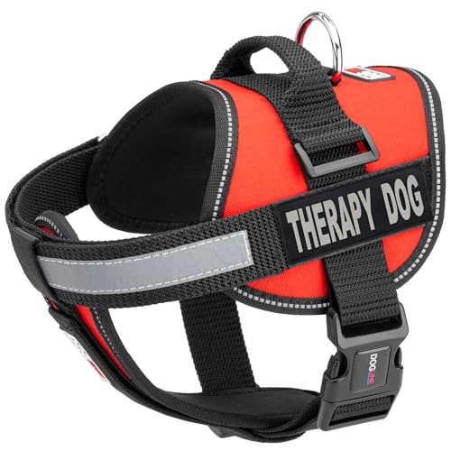 Dogline Westengeschirr für Hunde und 2 abnehmbare Therapie-Hundepflaster, X-Large/91,4 bis 116,8 cm, Rot von Dogline