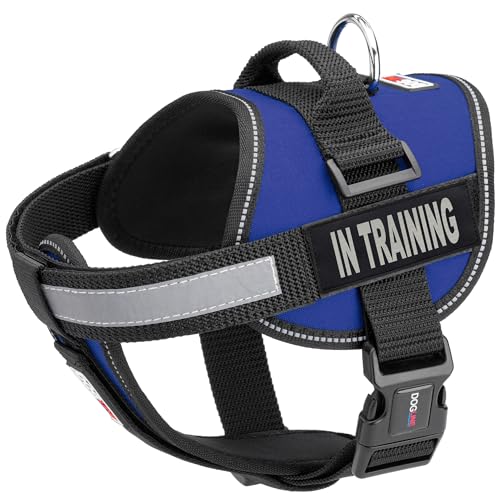 Dogline Hundegeschirr und 2 abnehmbare Trainingsflicken für Hunde, Größe XL, 91,4 cm bis 116,8 cm, Blau von Dogline