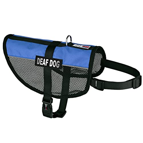 Dogline MaxAire Mesh Weste für Hunde und 2 abnehmbare Deaf Patches, 76,2 cm - 96,5 cm, Blau von Dogline