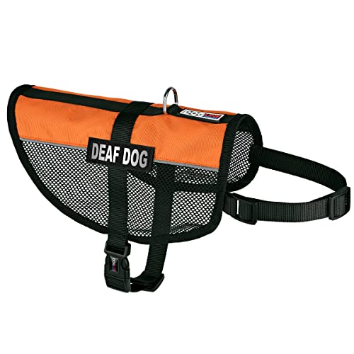 Dogline MaxAire Mesh Weste für Hunde und 2 abnehmbare Deaf Patches, 76,2 cm - 96,5 cm, orange von Dogline