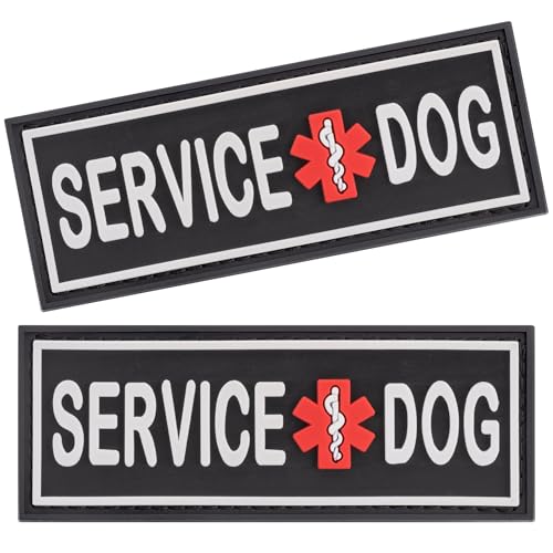 Dogline Service Dog Patch für Geschirr und Weste Abnehmbare 3D Rubber Patches Hakenrückseite für kleine oder große Arbeitshunde von Dogline