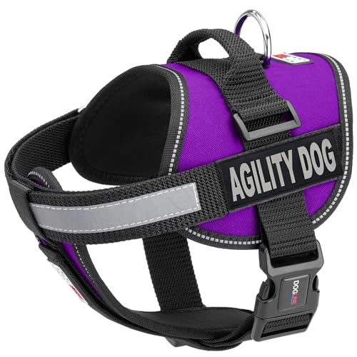 Dogline Unimax Mehrzweck Weste Geschirr für Hunde und 2 abnehmbare Agility Dog Patches, L, lila von Dogline