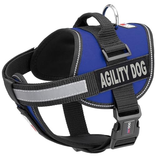 Dogline Unimax Mehrzweck Weste Geschirr für Hunde und 2 abnehmbare Agility Dog Patches, X-Large, Blau von Dogline