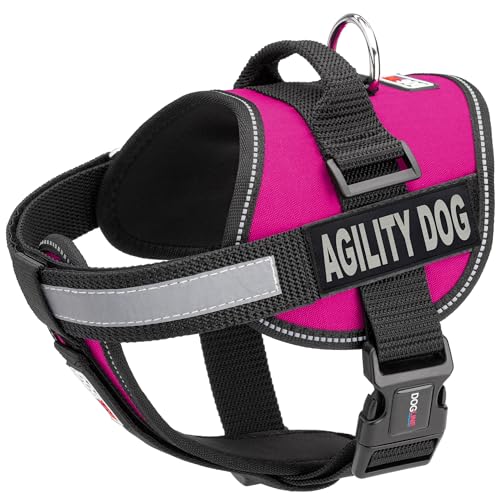 Dogline Unimax Mehrzweck Weste Geschirr für Hunde und 2 abnehmbare Agility Dog Patches, X-Large, Pink von Dogline