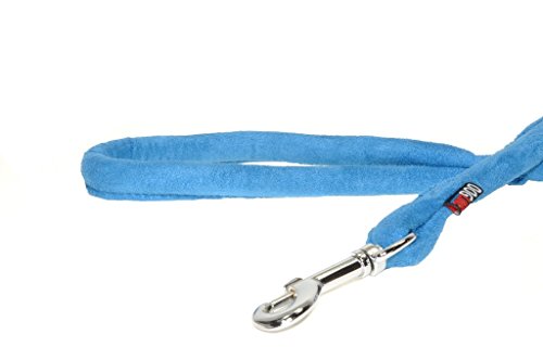 Dogline Weiche und gepolsterte Komfort-Mikrofaser-Leine für Hunde (B 1/3 Zoll L 1,8 m), Blau von Dogline