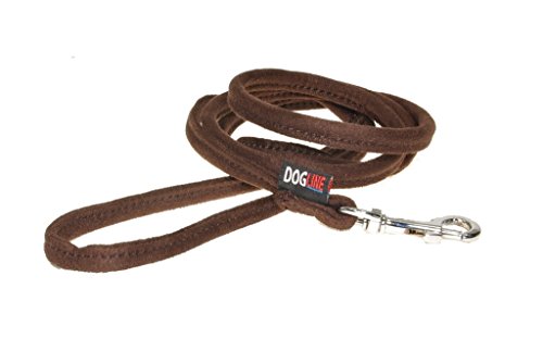 Dogline Weiche und gepolsterte Komfort-Mikrofaser-Leine für Hunde (B 1,9 cm L 1,2 m), Braun von Dogline