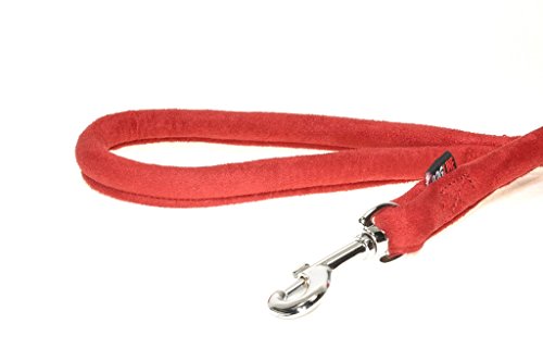 Dogline Weiche und gepolsterte Komfort-Mikrofaser-Leine für Hunde (B 1,9 cm L 1,2 m), Rot von Dogline