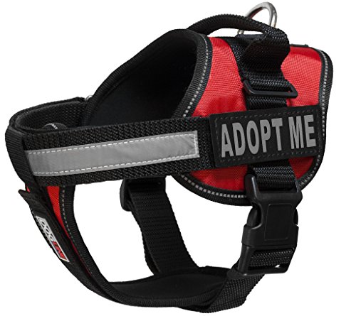 Dogline Weste Geschirr für Hunde und 2 abnehmbaren Adopt Me Patches, klein/45,7 cm zu 63,5 cm rot von Dogline