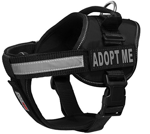 Dogline Weste Geschirr für Hunde und 2 abnehmbaren Adopt Me Patches, klein/45,7 cm zu 63,5 cm schwarz von Dogline