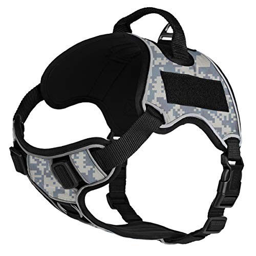 UrbanCamo Hundegeschirr, reflektierend, verstellbar, weich, bequem, mit Schnellverschluss-Schnallen, schwarze Hardware und Griff für Spaziergänge, Training, atmungsaktiv, kein Würgen, 53,5 cm bis 63,5 cm von Dogline