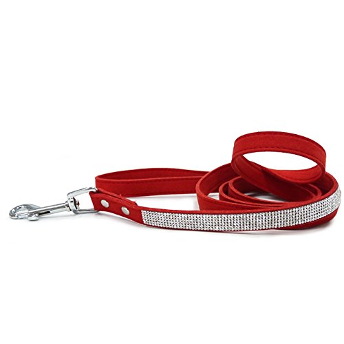 VIP Bling Hundeleine, Velourslederimitat, mit Strasssteinen, 152 cm, Rot von Dogo Pet Fashions