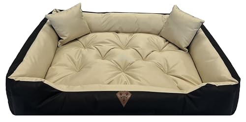 Dogs 4 Life Hundebett XXL | Hundebett große Hunde | Hundebett mittelgroße Hunde | Hundebett kleine Hunde | Hundekissen | Outdoor Hundebett | Orthopädisch (L, Beige) von Dogs 4 Life