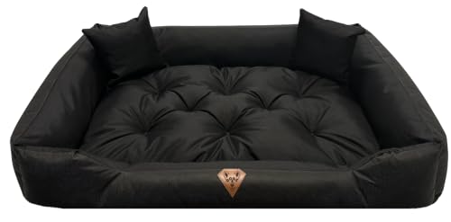 Dogs 4 Life Hundebett XXL | Hundebett große Hunde | Hundebett mittelgroße Hunde | Hundebett kleine Hunde | Hundekissen | Outdoor Hundebett | Orthopädisch (S, Schwarz) von Dogs 4 Life