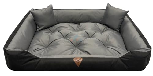 Dogs 4 Life Hundebett XXL | Hundebett große Hunde | Hundebett mittelgroße Hunde | Hundebett kleine Hunde | Hundekissen | Outdoor Hundebett | Orthopädisch (XS, Grau) von Dogs 4 Life