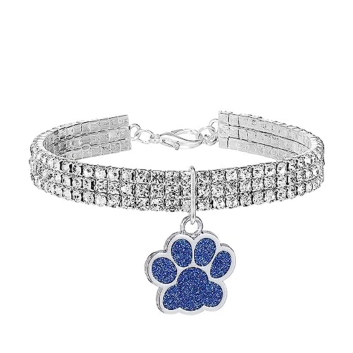 Dogs Kingdom Fancy 3-reihige Kristall-Hunde-Halskette, Schmuck mit glitzernden Strasssteinen, große Pfoten-Anhänger, für Haustiere, Katzen, kleine Hunde, Mädchen, Teetasse, Chihuahua, Yorkie, Kostüm, von Dogs Kingdom