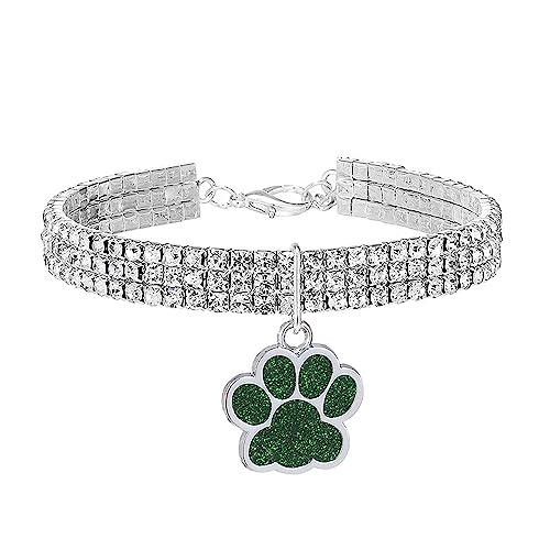 Dogs Kingdom Fancy 3-reihige Kristall-Hunde-Halskette, Schmuck mit glitzernden Strasssteinen, große Pfoten-Anhänger, für Haustiere, Katzen, kleine Hunde, Mädchen, Teetasse, Chihuahua, Yorkie, Kostüm, von Dogs Kingdom