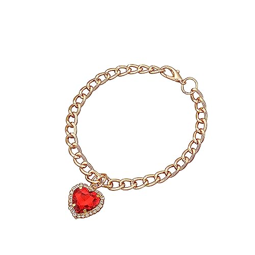 Dogs Kingdom Haustier-Halsketten-Zubehör Liebe Diamant glänzend Strass Anhänger Halsband Katzenschmuck Teddy kleine und mittelgroße Hunde Katze, rot, M: 35 cm Halsumfang von Dogs Kingdom