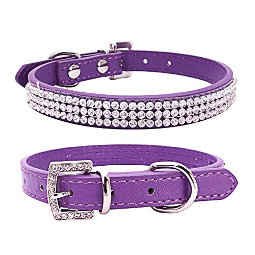 Dogs Kingdom Hundehalsband, Leder, mit Strassbesatz, verstellbar, 30,5 - 50,8 cm, Violett von Dogs Kingdom