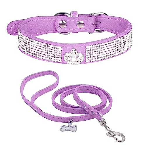 Dogs Kingdom Hundehalsband-Set mit Strasssteinen, glitzernde Krone mit weichem Wildleder, 6 Stück, schönes glitzerndes Aussehen von Dogs Kingdom