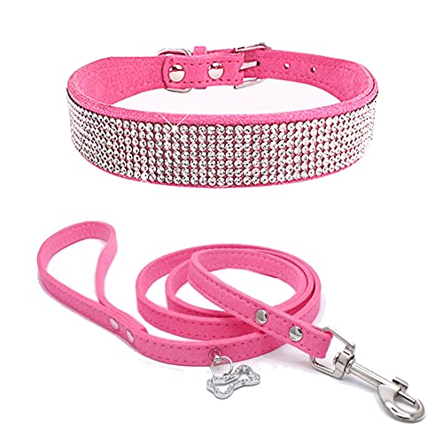 Dogs Kingdom Hundehalsband aus weichem Samtmaterial mit glitzernden Strasssteinen – niedliches Knochenmarken-Halsband für Hunde und Katzen, Größe XXL: 45.7,55.9 cm Halsumfang von Dogs Kingdom