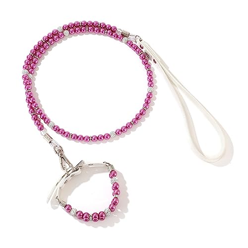 Dogs Kingdom Hundehalsband für Hunde und Katzen, Perlen, Diamant-Halsband, Leine, Set mit glitzernden Strasssteinen, Halsketten-Set für kleine Hunde, Katzen, Welpen, verstellbares Haustierzubehör, von Dogs Kingdom