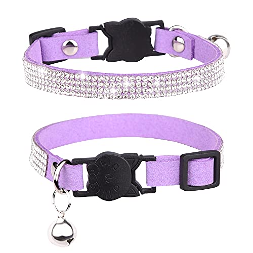 Dogs Kingdom Hundehalsband mit Glöckchen – glitzerndes Strasshalsband für Hunde und Katzen, weich, sicher, verstellbar, glänzendes Halsband für kleine Welpen und Mädchen von Dogs Kingdom