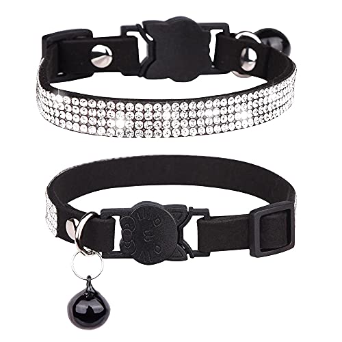 Dogs Kingdom Hundehalsband mit Glöckchen – glitzerndes Strasshalsband für Hunde und Katzen, weich, sicher, verstellbar, glänzendes Halsband für kleine Welpen und Mädchen von Dogs Kingdom