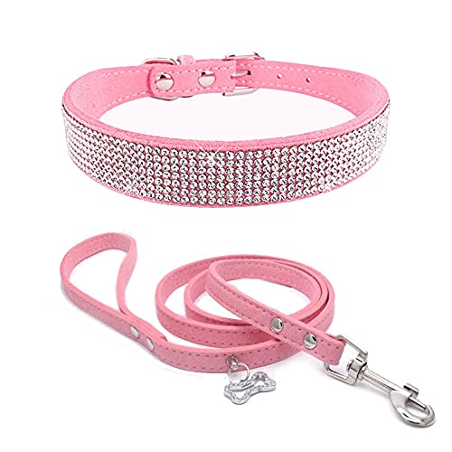 Dogs Kingdom Hundehalsband mit glänzenden Strasssteinen, aus weichem Samtmaterial, niedliche Knochenmarke, für Hunde und Katzen, verstellbar, für Mädchen oder Hündinnen, Rosa, Größe XL: Halsumfang Dogs Kingdom Hundehalsband mit glänzenden Strasssteinen, aus weichem Samtmaterial, niedliche Knochenmarke, für Hunde und Katzen, verstellbar, für Mädchen oder Hündinnen, Rosa, Größe XL: Halsumfang von Dogs Kingdom