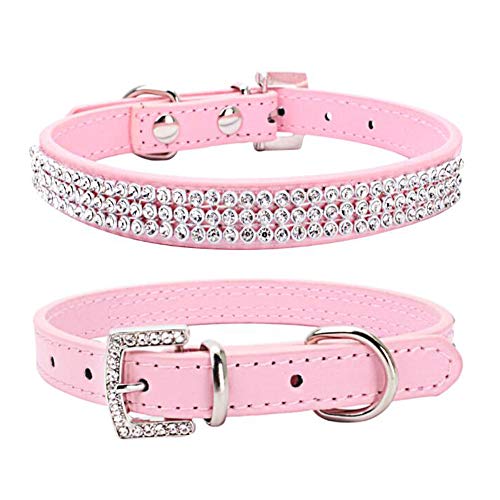 Dogs Kingdom Länge: 30,5-50,8 cm, verstellbar, mit Strasssteinen besetzt, Leder, für kleine oder mittelgroße Haustiere, Rosa, Größe L von Dogs Kingdom